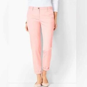 TALBOTS 10 Weekend Chino Pants‎ Petal Pink Cotton Blend Flat Front Tapered Leg